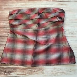 The Limited Strapless top L red gray nwt